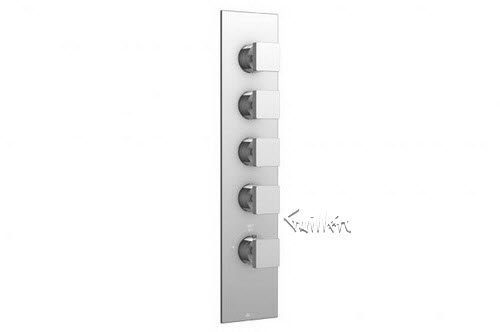 Aquabrass S34-7676-PC; ; square thermostatic trim with 4 shut-off with square new handle; in Polished Chrome