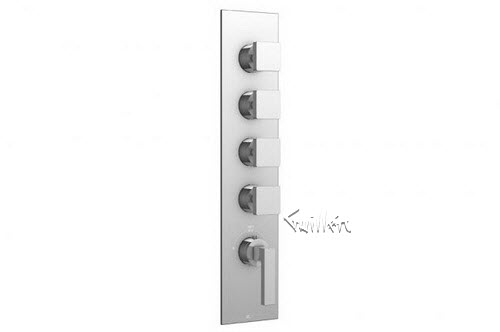 Aquabrass S34-8476-BN; Streem; square thermostatic trim with 4 shut-off with park & square new handle; in Brushed Nickel