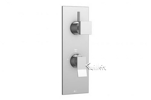 Aquabrass S39-1976-PC; Chicane; square thermostatic trim with 1 shut-off chicane&square handle; in Polished Chrome
