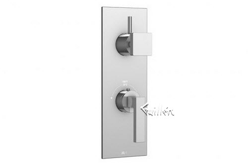 Aquabrass S39-8476-BN; Streem; square thermostatic trim with 1 shut-off park & square new handle; in Brushed Nickel