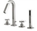 Aquabrass X7718-PC; Xsquare; 4 piece deck-mount tub filler with handshower; in Polished Chrome