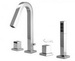 Aquabrass X7918-PC; Xsquare; 4 piece deck-mount tub filler with handshower; in Polished Chrome