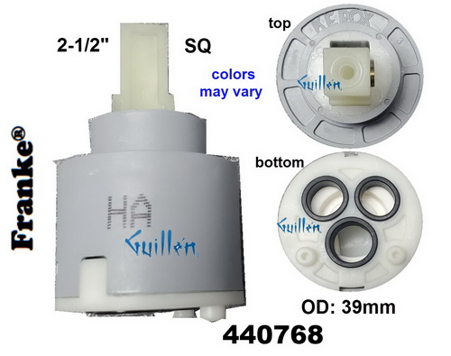 Blanco 440768;__ 2-1/2in SQ; kitchen single lever ceramic cartridge; in Unfinish   28 9; 163-2301; 2408; 164-2301; 1632301; 164301