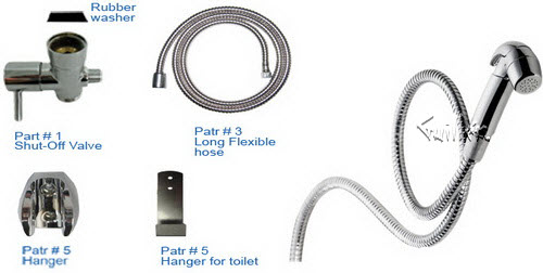 Blue Bidet BB-50; ; handheld bidet cold water universal bidet from blue bidet; in Chrome; Discontinued Product
