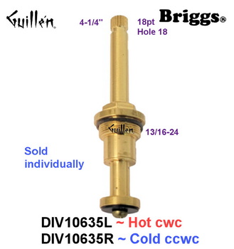 Briggs DIV10635L; ; LH left hand stem & bonnet assembly; in unfinish