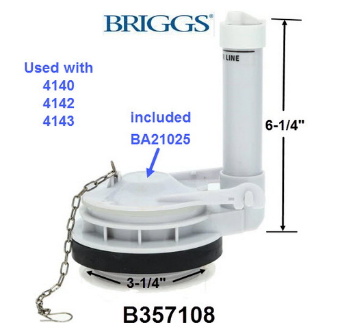 Briggs B357108; Altima Max; flush valve with flapper kt; in Unfinish    Replaces B4800GKIT-2; B4800H
