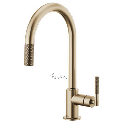 Brizo 63043LF; Litze; pull-down faucet with arc spout and knurled handle technical parts breakdown manuals specifications catalog