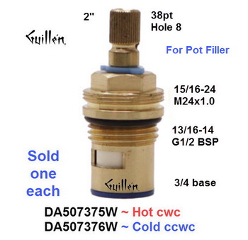 Danze DA507376W;;__ 2in 38pt; Cold ccwc; 1/4 turn brass ceramic cartridge for pot filler; in Unfinish
