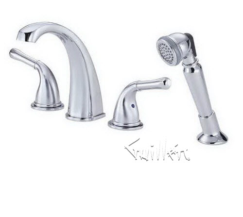 Danze D301771; Plymouth; two handle roman tub wsvalve lever handle with spray technical parts breakdown owner manuals specifications catalog