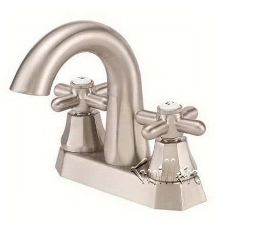 Danze D314166; Brandywood; two handle centerset hi rise spout cross handle with touch down technical parts breakdown owner manuals specifications catalog