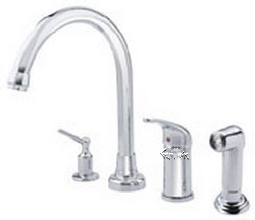 Danze D403812; Melrose; single handle kitchen lever handle with spray and dispenser technical parts breakdown owner manuals specifications catalog