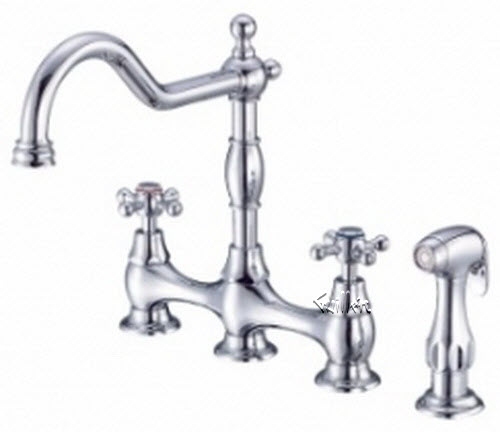 Danze D414067; Opulence; two handle bridge kitchen cross handle with spray technical parts breakdown owner manuals specifications catalog