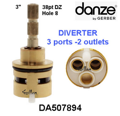 Danze DA507850;;__ 4in 38pt; diverter cartridge for 1/2"" 4 port for roman tub and shower diverter; in Unfinish
