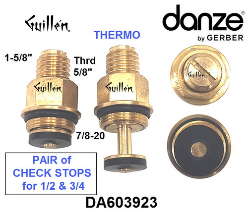 Danze DA603923;;__ 1-5/8in Thrd; Check stops pair of valves for 1/2 or 3/4 thermostatic valves; in Unfinish