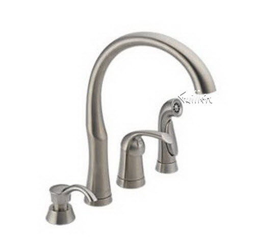 Delta 11946; Single handle lever kitchen faucet with sidespray and soap dispenser; technical part breakdown manuals specifications catalog