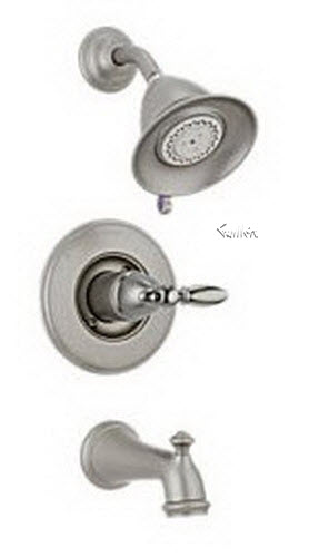 Delta 1455-NNLHP; Victorian; scald guard tub / shower faucet single handle less handle 1400 series; in Pearl Nickel; Discontinued Product
