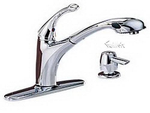 Delta 16927; Single handle lever pull out kitchen faucet with soap dispenser; technical part breakdown manuals specifications catalog