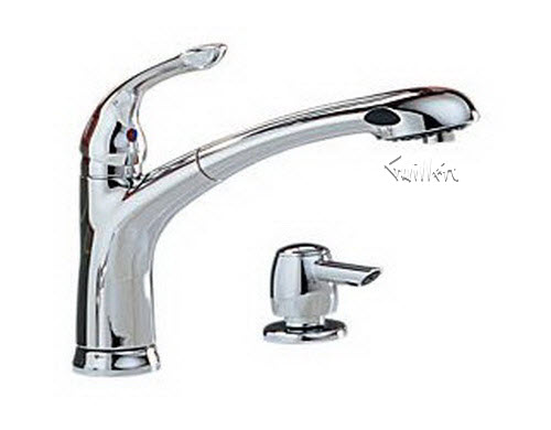 Delta 16928; Single handle lever pull out kitchen faucet with soap dispenser; technical part breakdown manuals specifications catalog