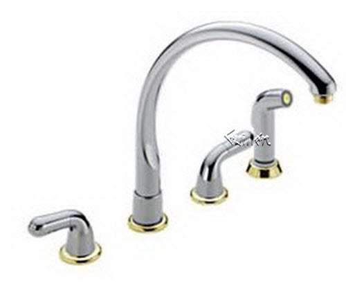 Delta 2276; Two handle lever waterfall kitchen faucet with sidespray; technical part breakdown manuals specifications catalog