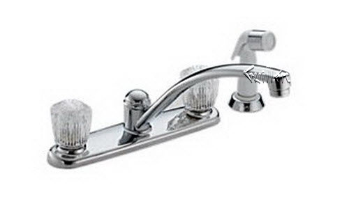 Delta 2402; Two handle knob kitchen faucet with sidespray; technical part breakdown manuals specifications catalog