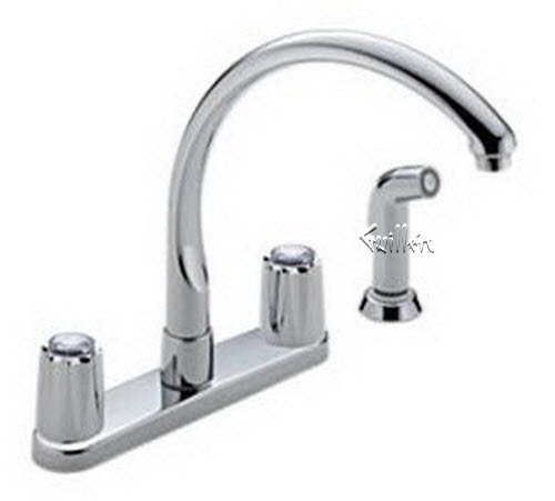 Delta 2474; Two handle knob kitchen faucet with sidespray; technical part breakdown manuals specifications catalog