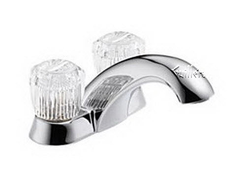 Delta 2502; Two handle knob centerset lavatory faucet without pop up; technical part breakdown manuals specifications catalog