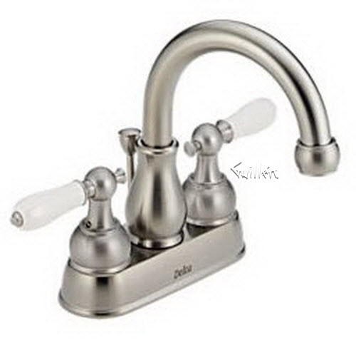 Delta 2569SS-212SS; Ellington; 2h centersetporeclain handl stainless two handle lever with popup; in Stainless; Discontinued Product