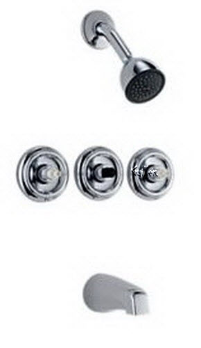 Delta 2897; Three handle tub / shower faucet less handle; technical part breakdown manuals specifications catalog