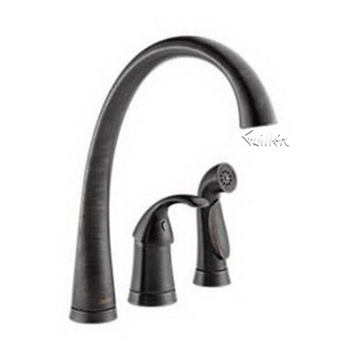 Delta 4380-RB-DST; single handle kitchen faucet with spray lever with sidespray; in Venetian Bronze