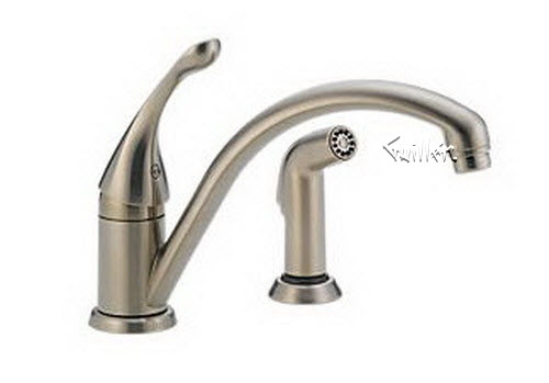 Delta 441-SS-DST; Collins; single handle kitchen faucet with spray lever with sidespray diamond valve; in Stainless