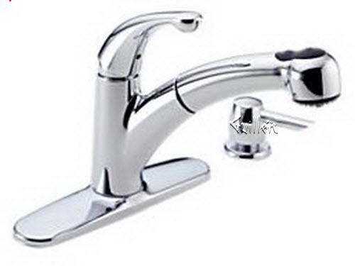 Delta 467-SD; Palo; kitchen pull down or out faucet single handle lever; in Chrome; Discontinued Product