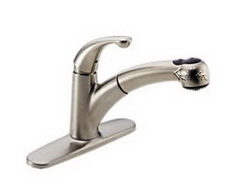 Delta 467-SS-DST; single handle pull-out kitchen faucet lever; in Stainless; Discontinued Product