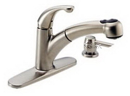 Delta 467-SSSD; Palo; kitchen pull down or out faucet single handle lever; in Stainless; Discontinued Product