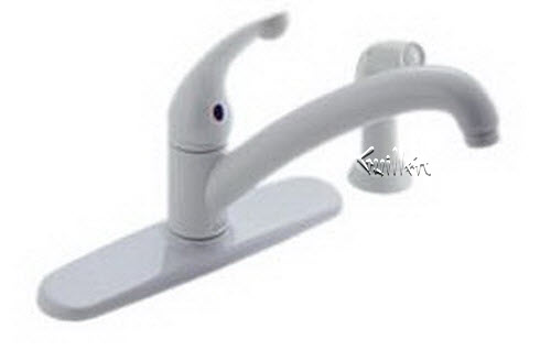 Delta 480-WHWF; Innovations; single handle kitchen faucet single handle lever with sidespray; in White; Discontinued Product