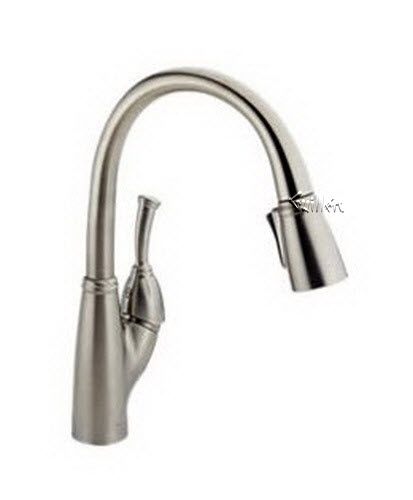 Delta 989-SS-DST; Allora; single handle pull down kitchen faucet lever diamond valve; in Stainless