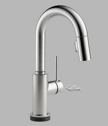 Delta 9959T-AR-DST; single handle pull-down bar/prep faucet featuring touch2o(r) technology lever; in Arctic Stainless