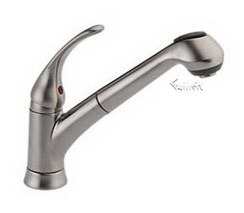 Delta B4310LF-SS; single handle pull-out kitchen faucet lever; in Stainless
