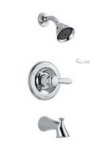 Delta T14438; Single handle lever monitor 1400 series tub and shower trim; technical part breakdown manuals specifications catalog