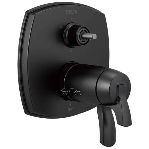 Delta T27T976-BLLHP; Stryke; 17 thermostatic integrated diverter trim with six function diverter less diverter handle; in Matte Black