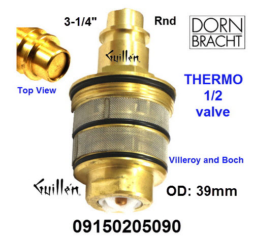 Dornbracht 09150205090; ; __ 3-1/4in Rnd; Thermostat cartridge for 1/2in valve; in Unfinish