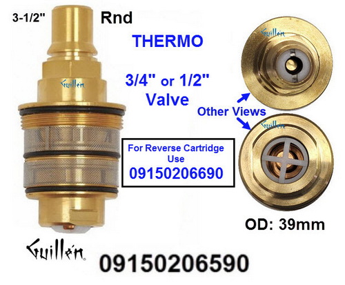 Dornbracht 09150206590;;__ 3-1/2in Rnd; Thermostatic cartridge replacement for 3/4 or 1/2in valve; in unfinish;