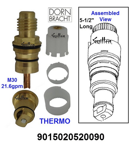 Dornbracht 9015020520090;;__ 5-1/2in Rnd; Thermostatic cartridge M30 x1,5 mm, 21.6 gpm; in Unfinish