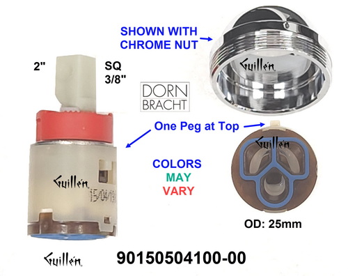 Dornbracht 90150504100-00; ; __ 2in SQ; Single lever cartridge with Chrome nut; in Unfinish