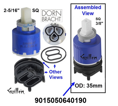 Dornbracht 9015050640190; ; __ 2-5/16in SQ; Single lever cartridge with sattle; in Unfinish