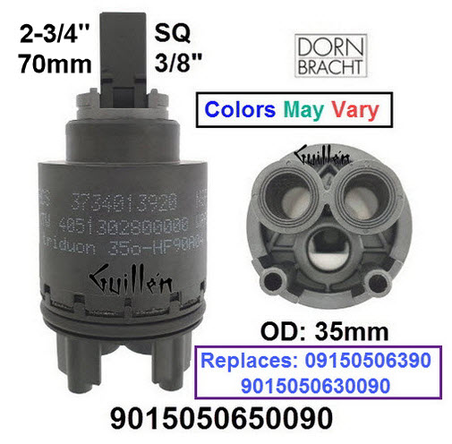 Dornbracht 9015050650090;;__ 2-3/4in SQ; Single lever cartridge 35 x 70 mm; in Unfinish; Replaces 09150506390; 9015050630090