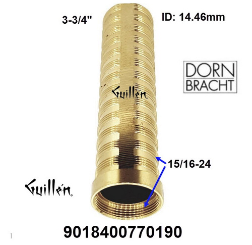 Dornbracht 9018400770190; ; __ 3-3/4in UNK; cartridge sleeve extension; in Unfinish; Replaces 09184007790