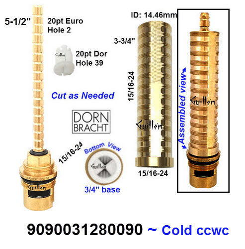 Dornbracht 9090031280090; ; __ 5-1/2in 20pt; Cold ccwc; 1/4 Turn brass ceramic cartridge 3/4 in with sleeve; In Unfinish