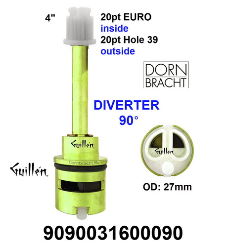 Dornbracht 9090031600090;;__ 4in 20pt; Diverter catridge Lifetime Mix 90; in Unfinish