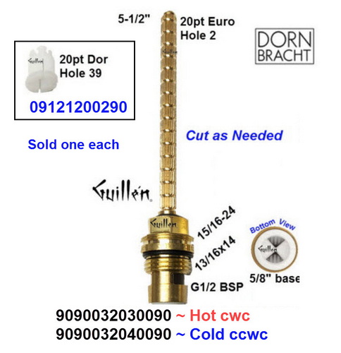 Dornbracht 9090032040090;; __ 5-1/2in 20pt; Cold ccwc; 1/4 Turn brass ceramic cartridge 1/2 in; In Unfinish