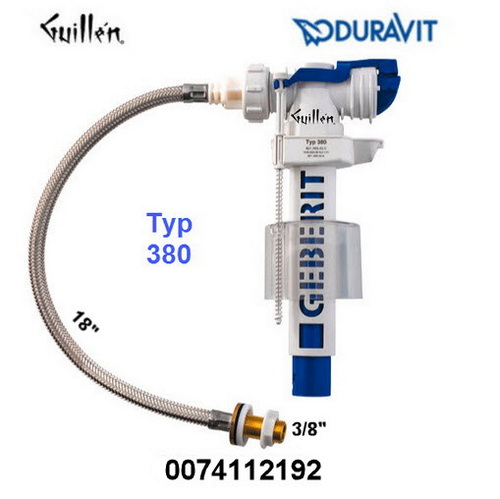 Duravit 0074112192; 380; Fill valve for bottom supply 3/8in us; in Unfinish; Replaces 0074112100